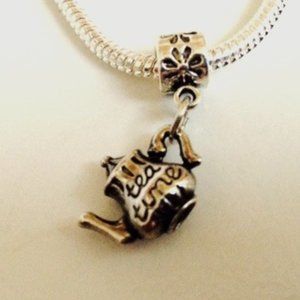 “Tea Time” Silver Plated Dangling Charm Bead For European Style Charm Bracelets